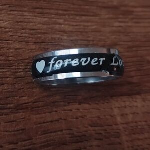 Stainless Steel Unisex Ring Size 11 Black Silver